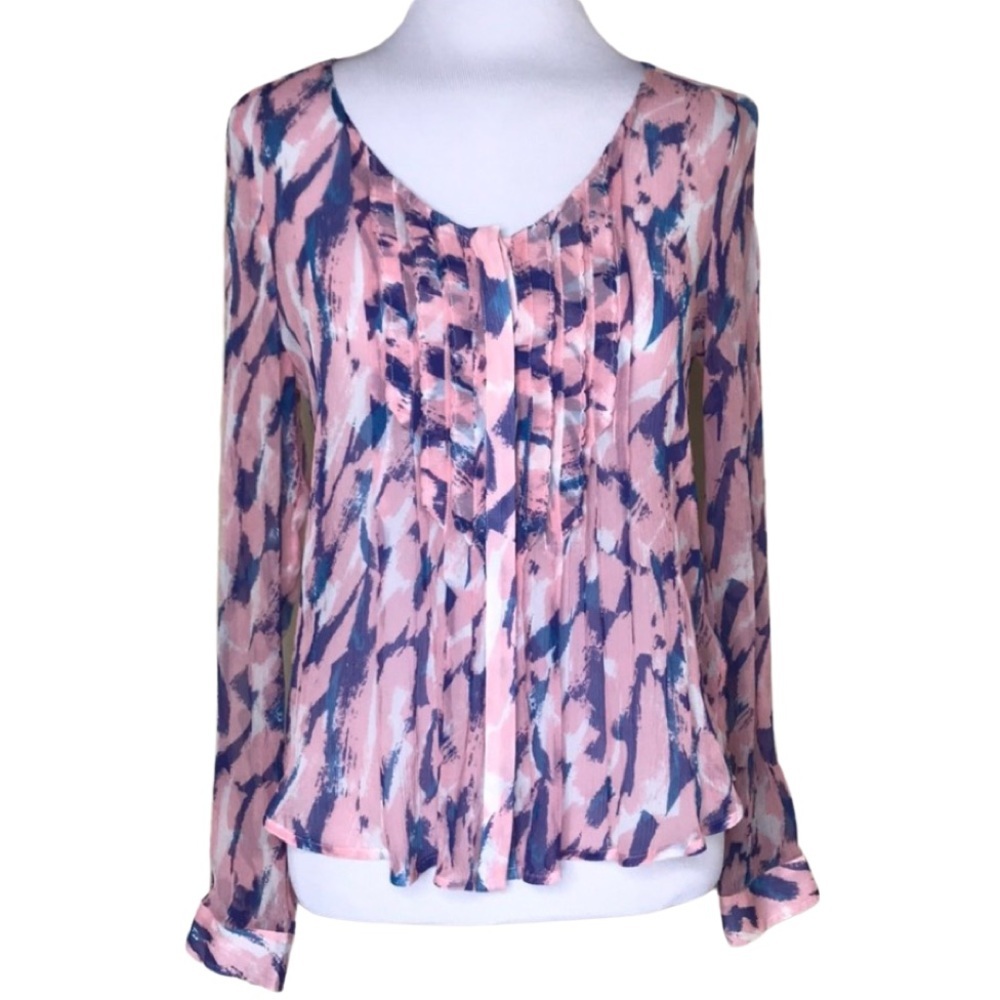 Anthropologie Maeve | Sheer Painted Pink Blouse 4